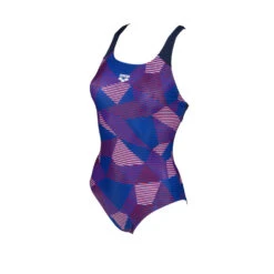Arena Maillot De Bain Femme Striped Geo Swim Pro Navy Red Multi
