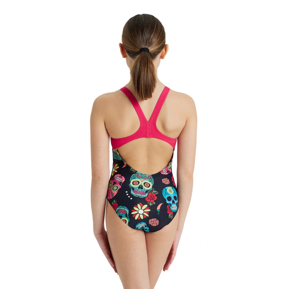 Arena Maillot Fille Crazy Skulls Carnival Freak Rose Black Multi – Image 2