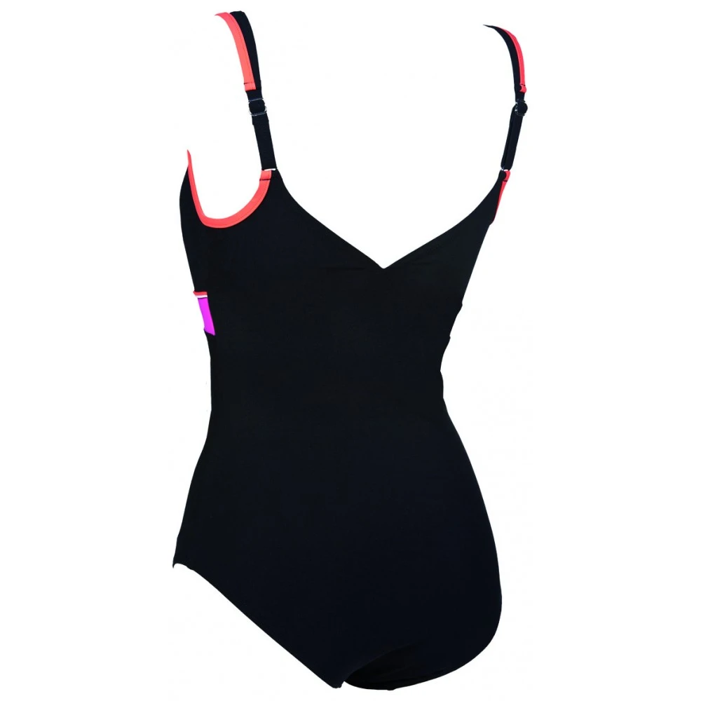 Arena Maillot De Bain Femme - Movy Wing Back Black Peonia Red Fresia – Image 2