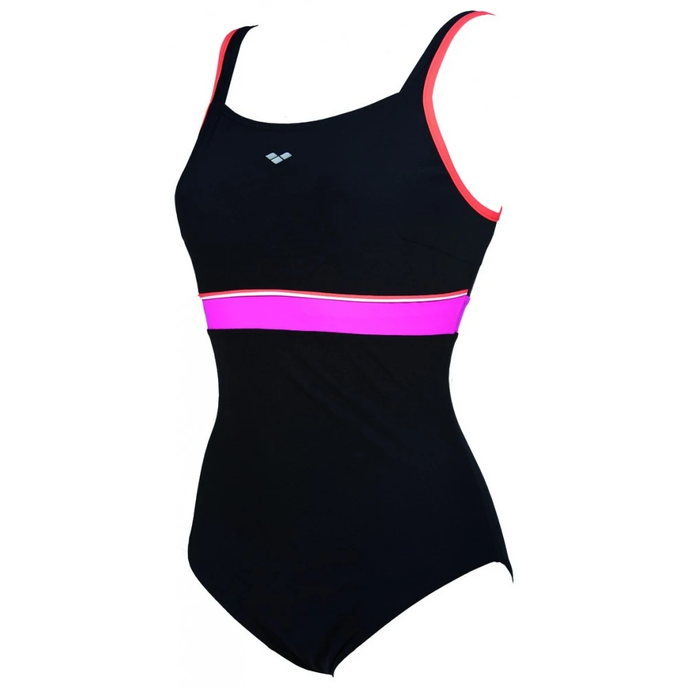 Arena Maillot De Bain Femme - Movy Wing Back Black Peonia Red Fresia